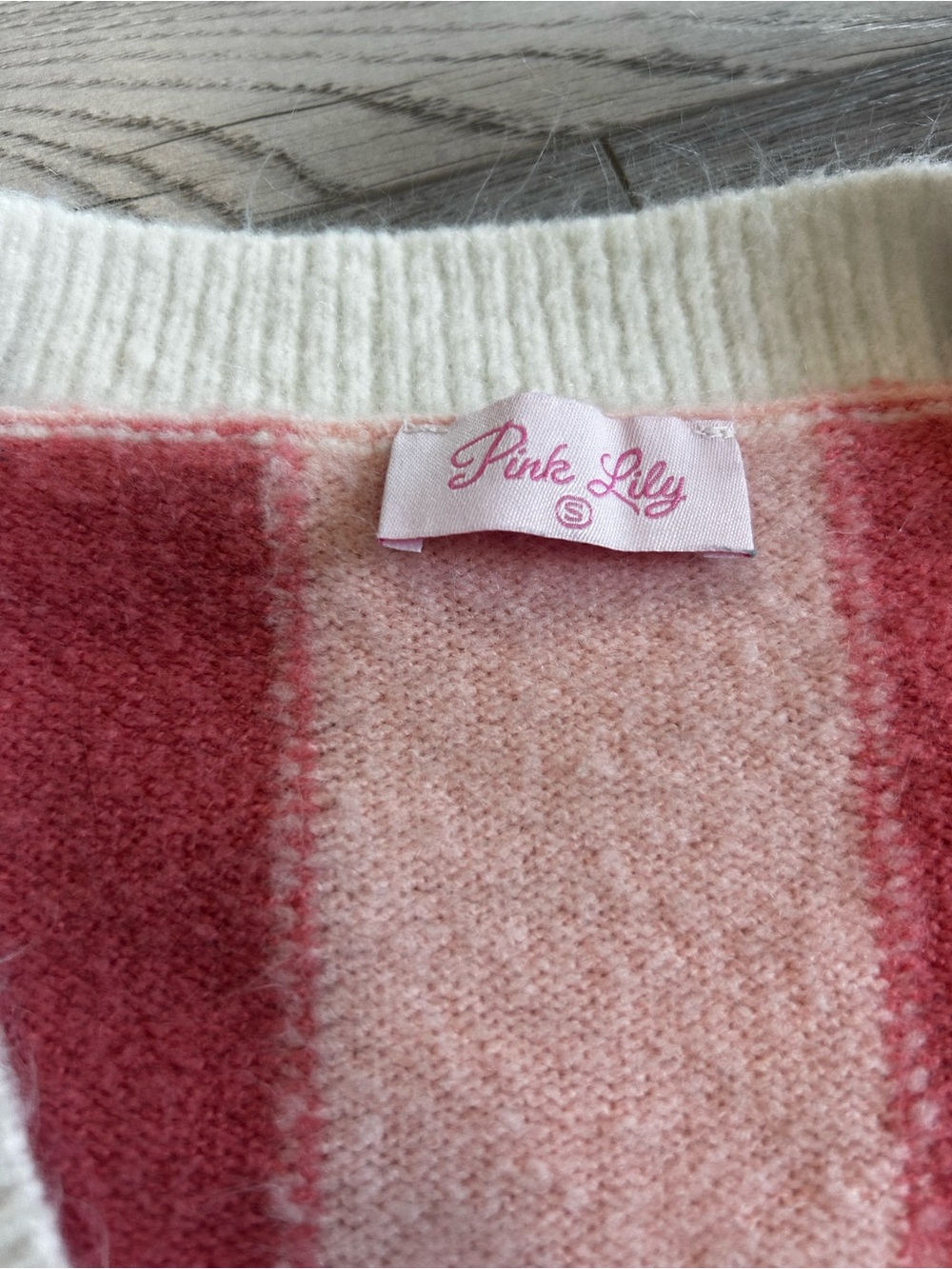 Pink Lily Striped Cardigan, NWOT - Picture 3 of 4